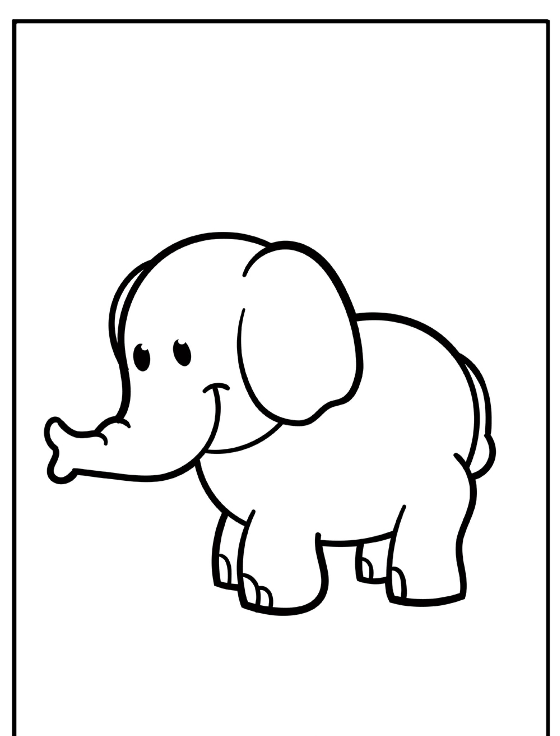 Desenho para colorir de um elefante feliz.