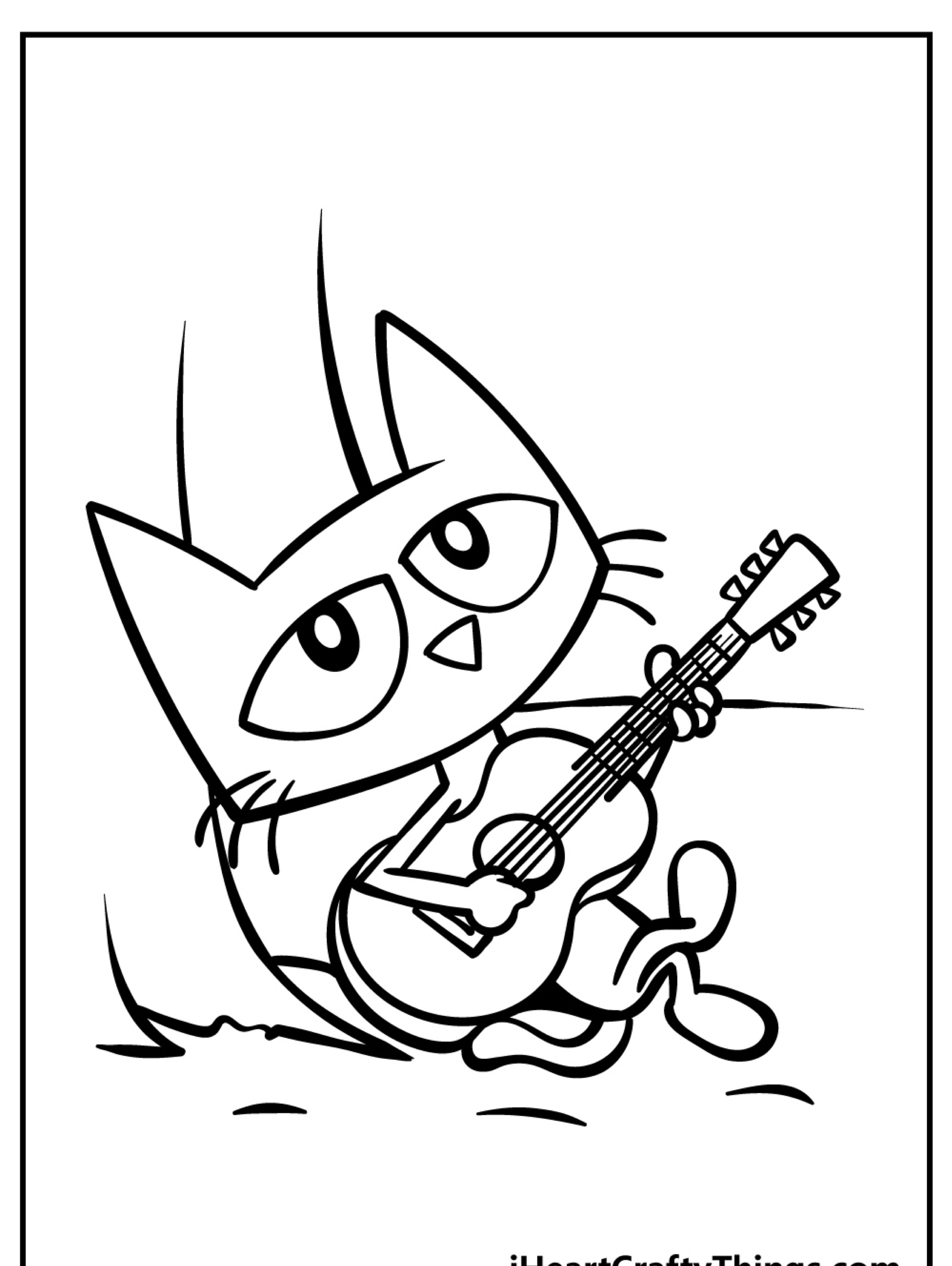 Desenho de gato tocando violino