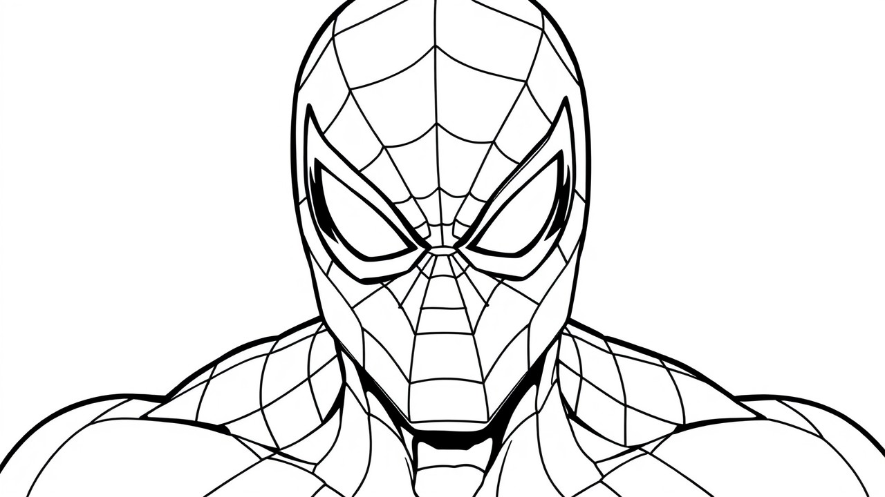 Homem-Aranha para colorir com padrão de teia detalhado.