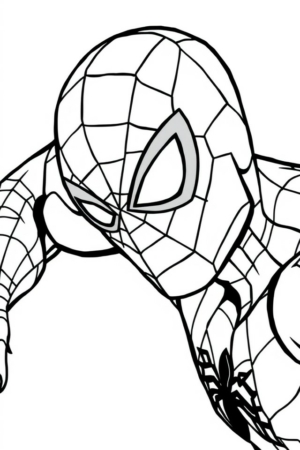 Homem-Aranha para colorir, com traje de redes detalhes.