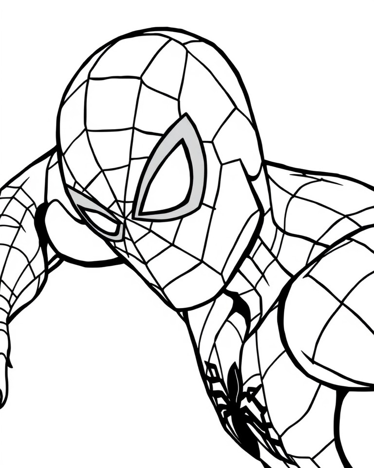 Homem-Aranha para colorir, com traje de redes detalhes.