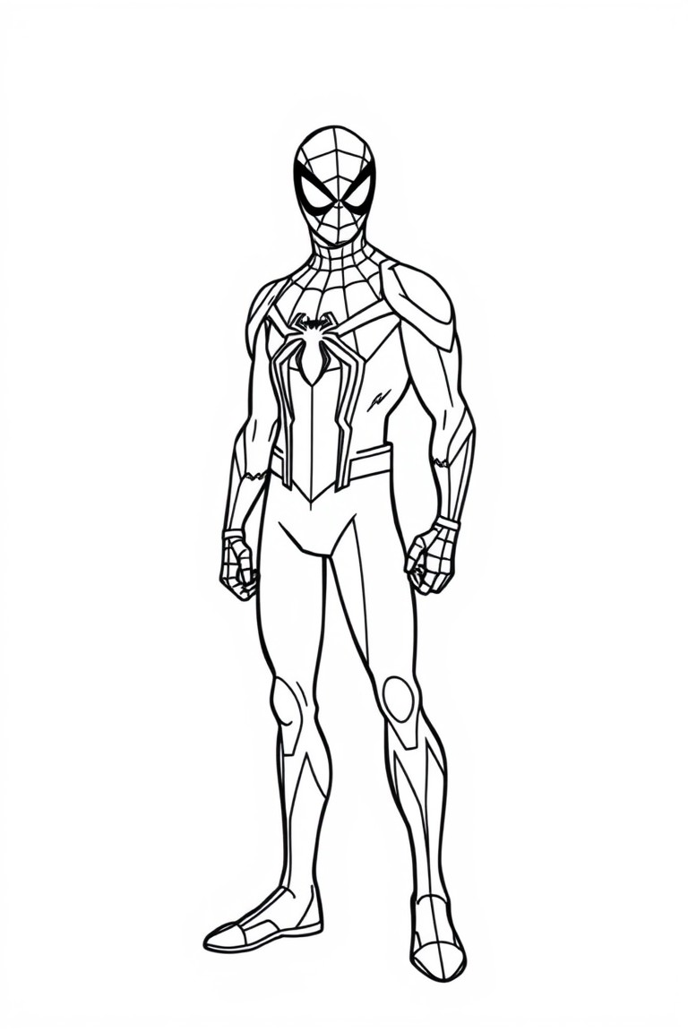 Homem-Aranha com traje detalhado para colorir.