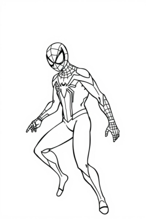 Desenho de Homem-Aranha para colorir, em pose de ação.