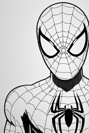 Homem-Aranha para colorir, traje com teia.