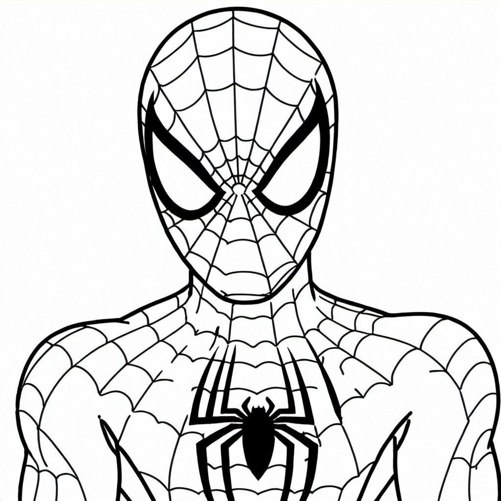 Desenho do Homem-Aranha para colorir, máscara com teia detalhada.