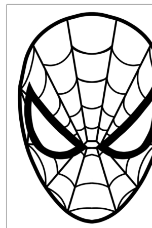 Máscara de super-herói com teia de aranha, desenho para colorir.