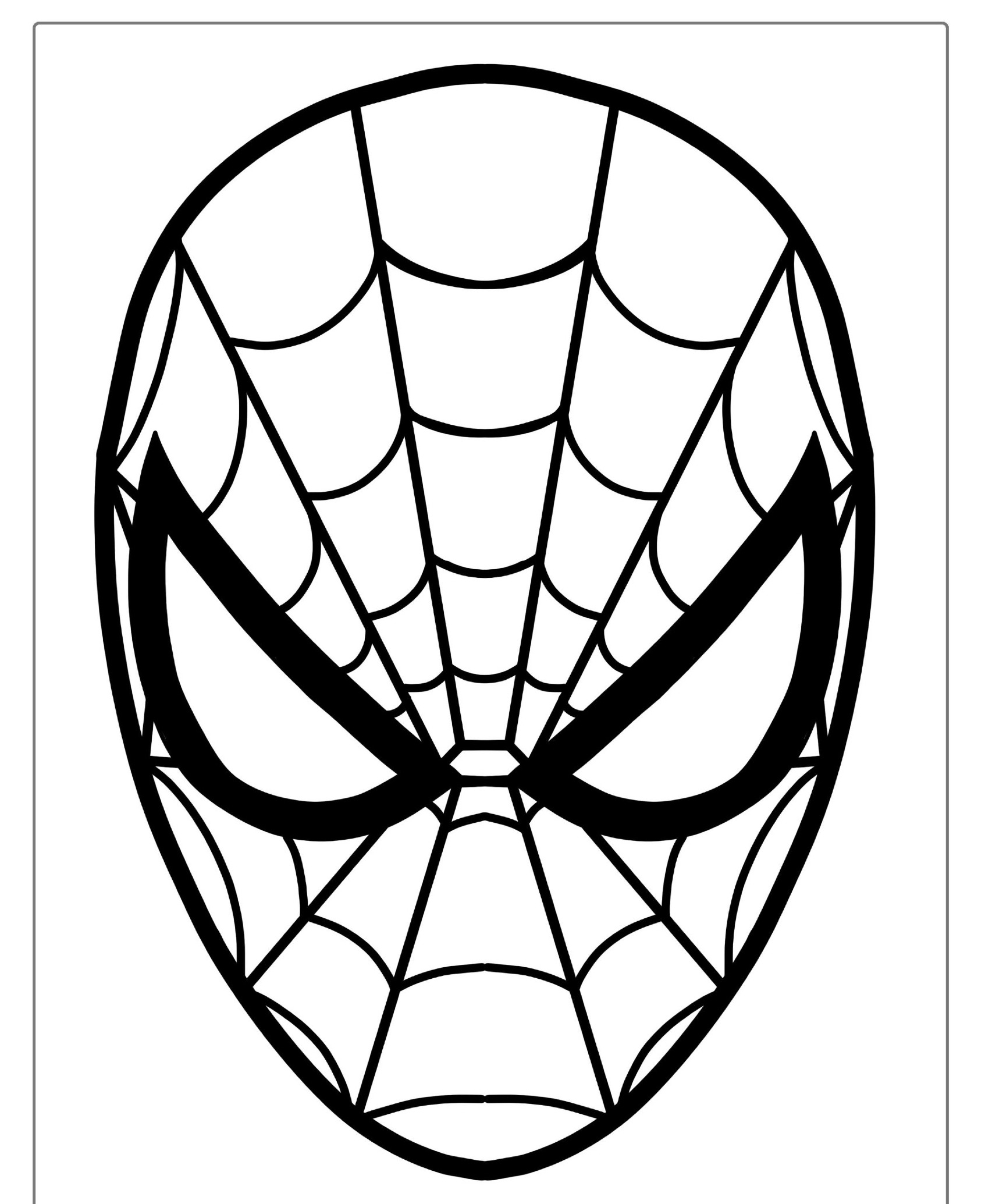 Máscara de super-herói com teia de aranha, desenho para colorir.