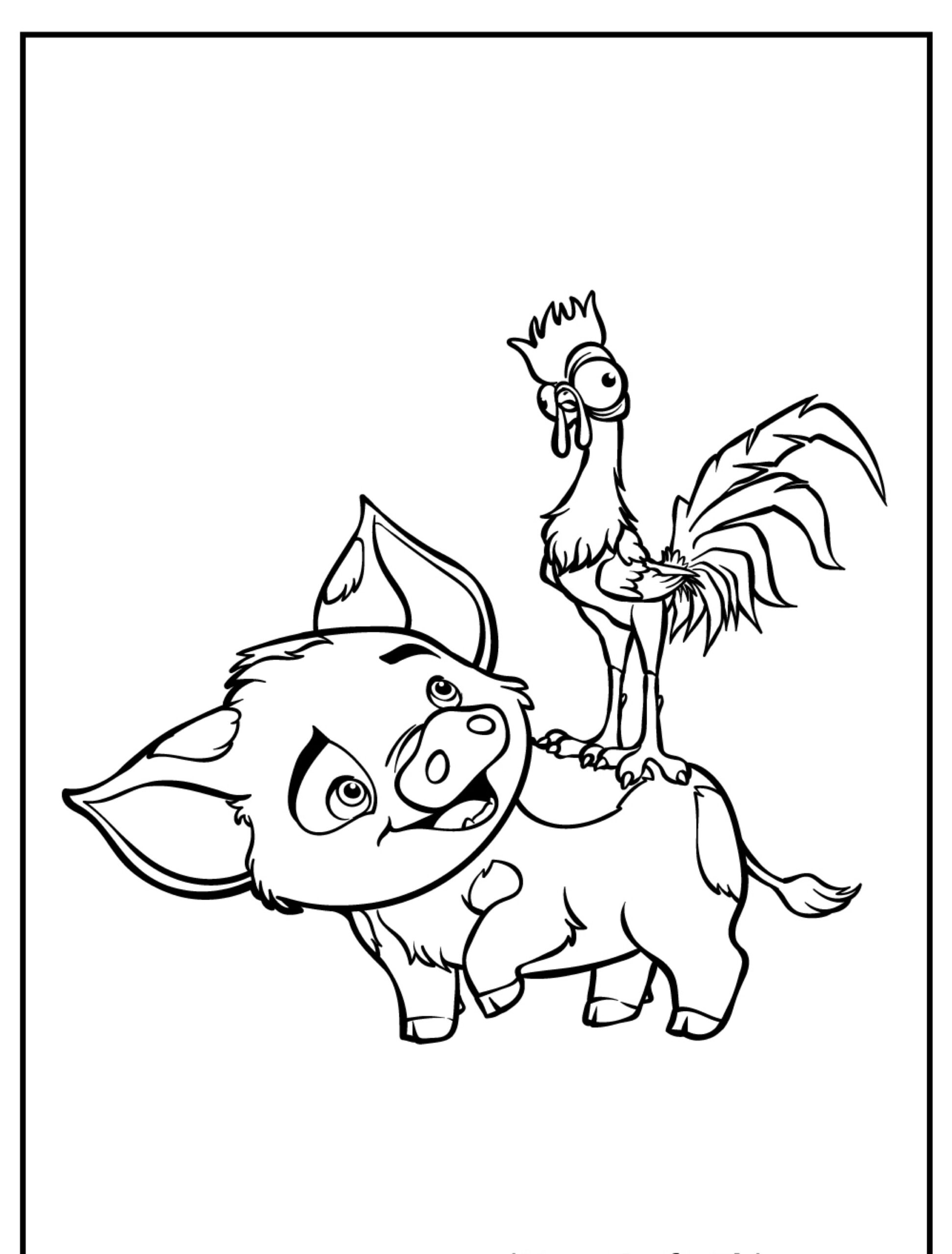 desenho para colorir de animais de Moana