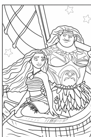 Desenho para colorir da Moana com Maui.