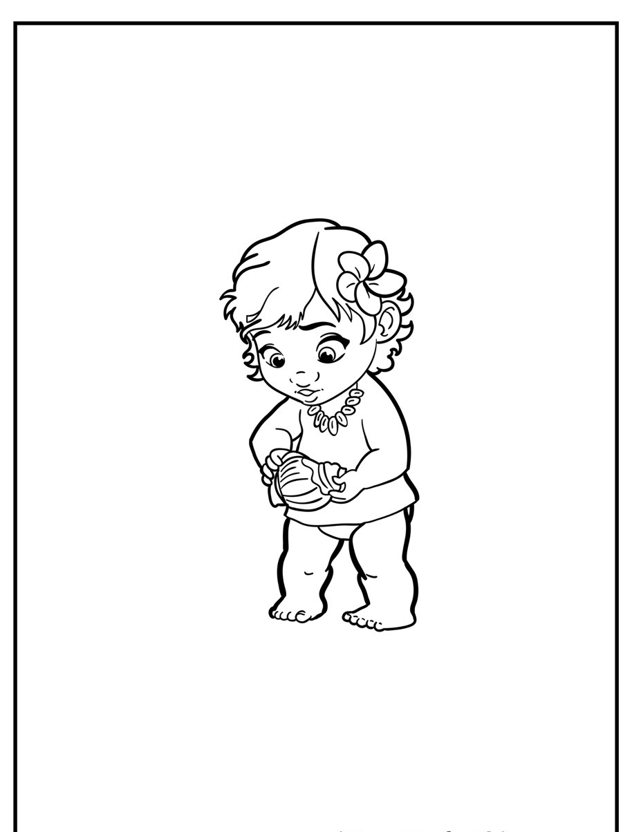 Desenho para colorir da Moana bebê.