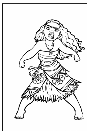 Desenho para colorir da Moana brava.