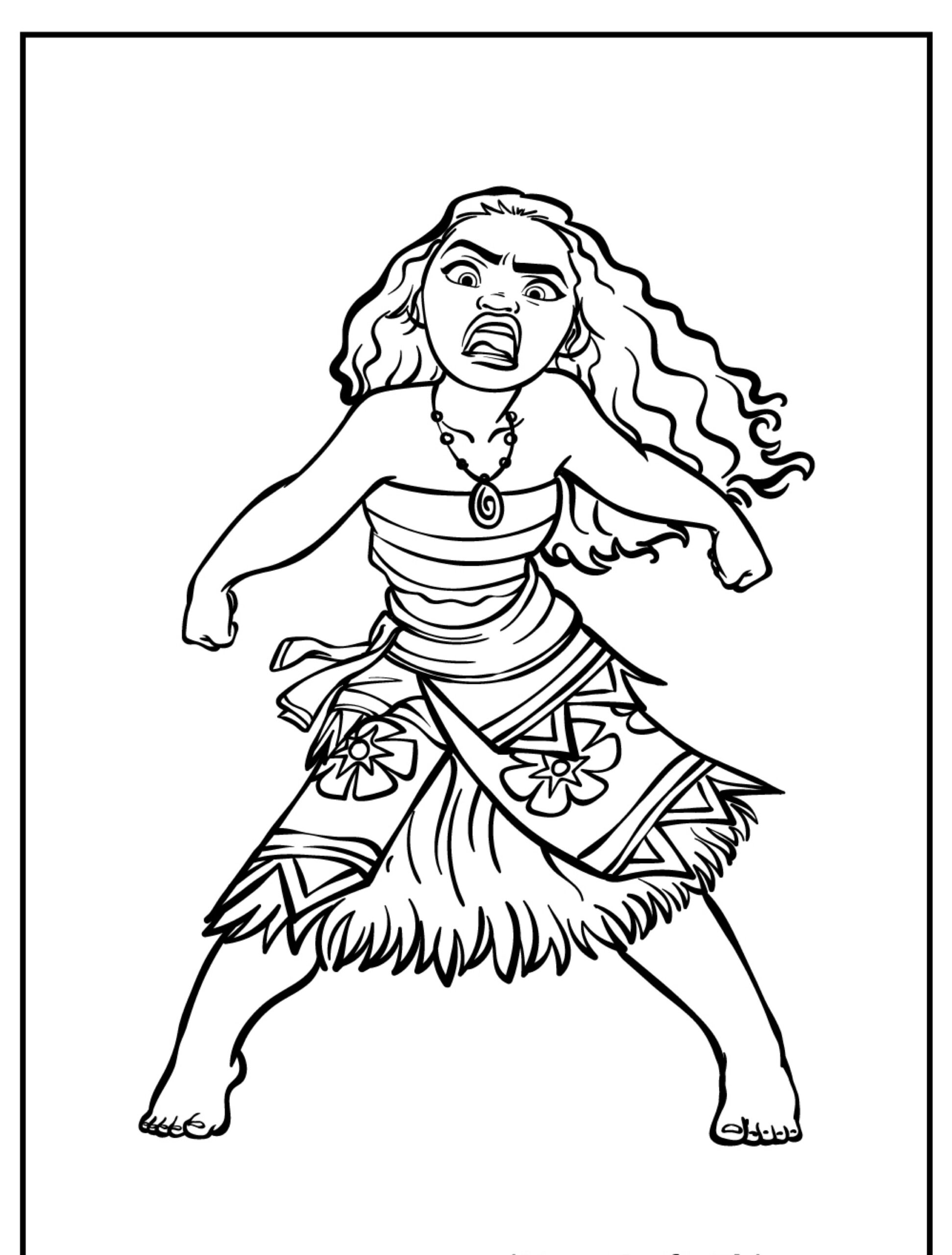 Desenho para colorir da Moana brava.