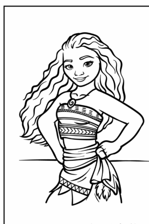 Desenho para colorir da Moana sorrindo.