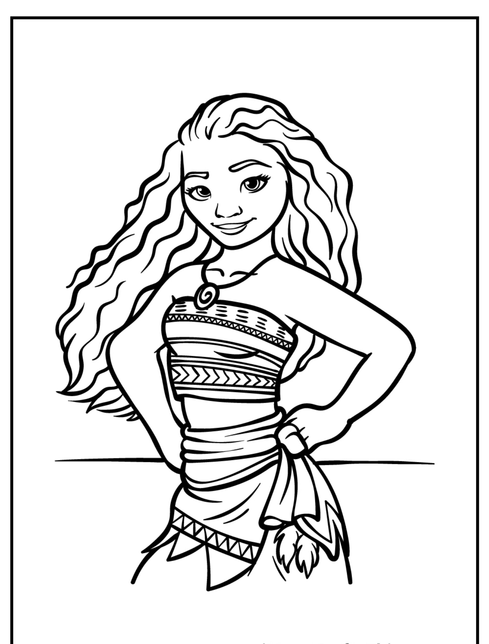 Desenho para colorir da Moana sorrindo.