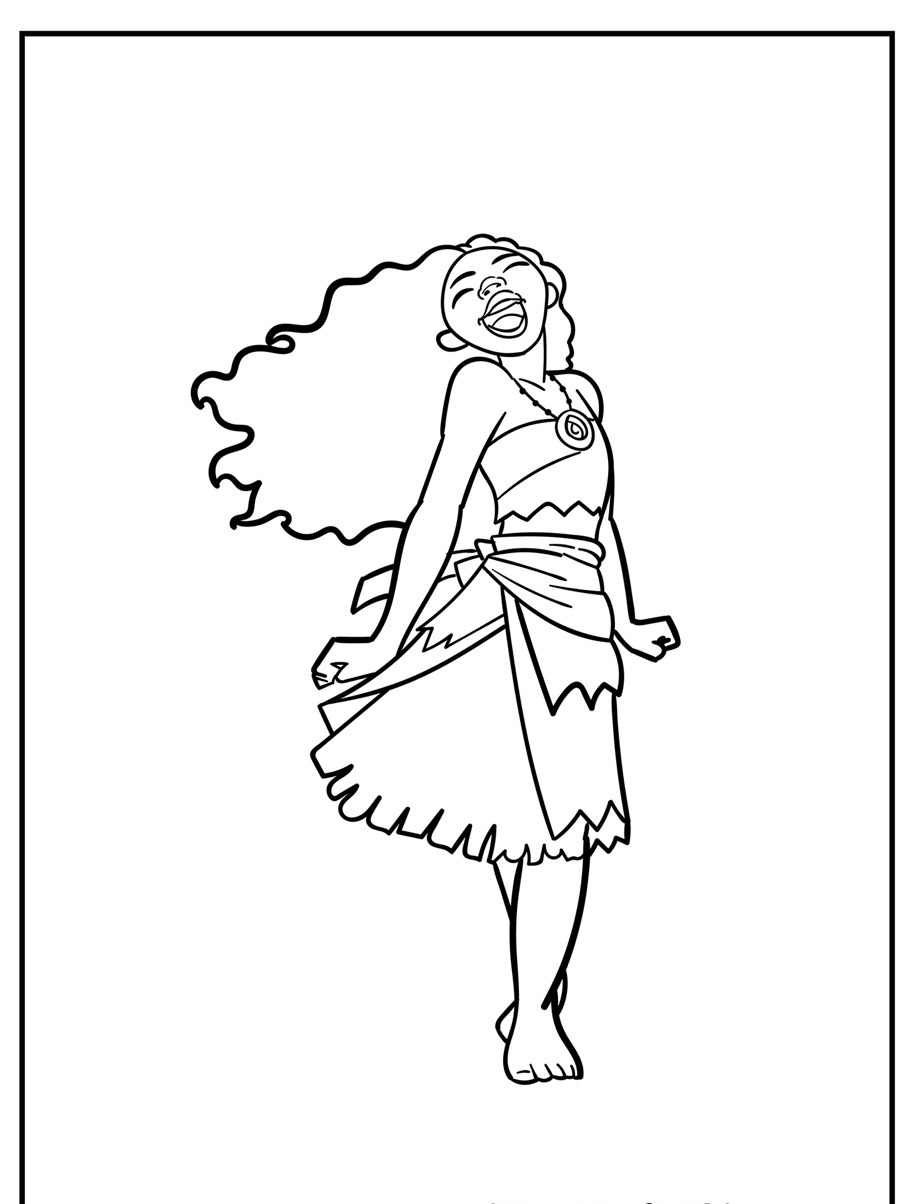 Desenho para colorir da Moana sorrindo.