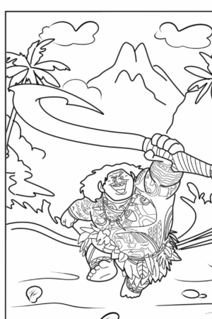 Desenho para colorir de personagem de Moana.