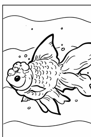 Desenho para colorir de peixe com grandes nadadeiras.