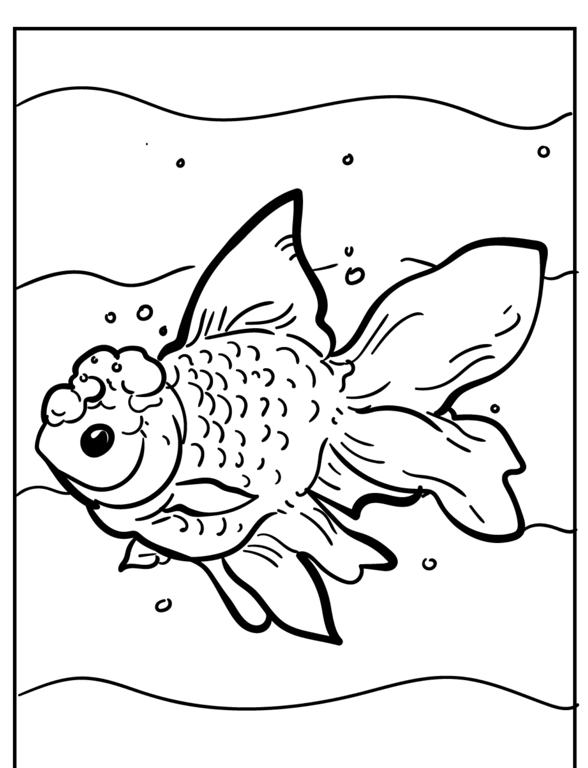 Desenho para colorir de peixe com grandes nadadeiras.