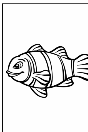 Desenho de peixe com listras para colorir.