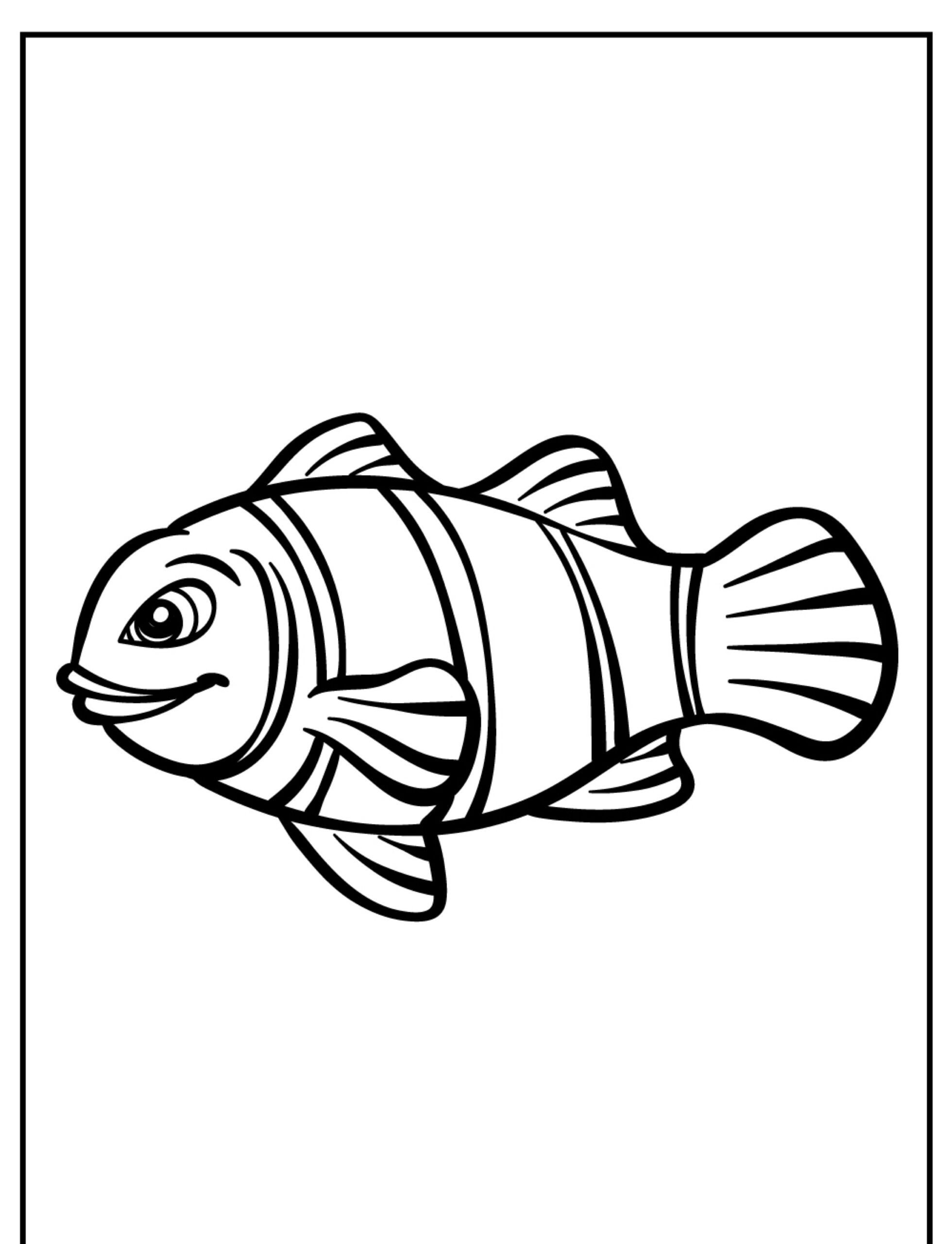 Desenho de peixe com listras para colorir.