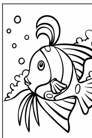 Peixe tropical com listras, para colorir.