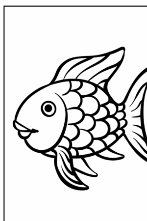 Desenho para colorir de um peixe com olhos grandes.