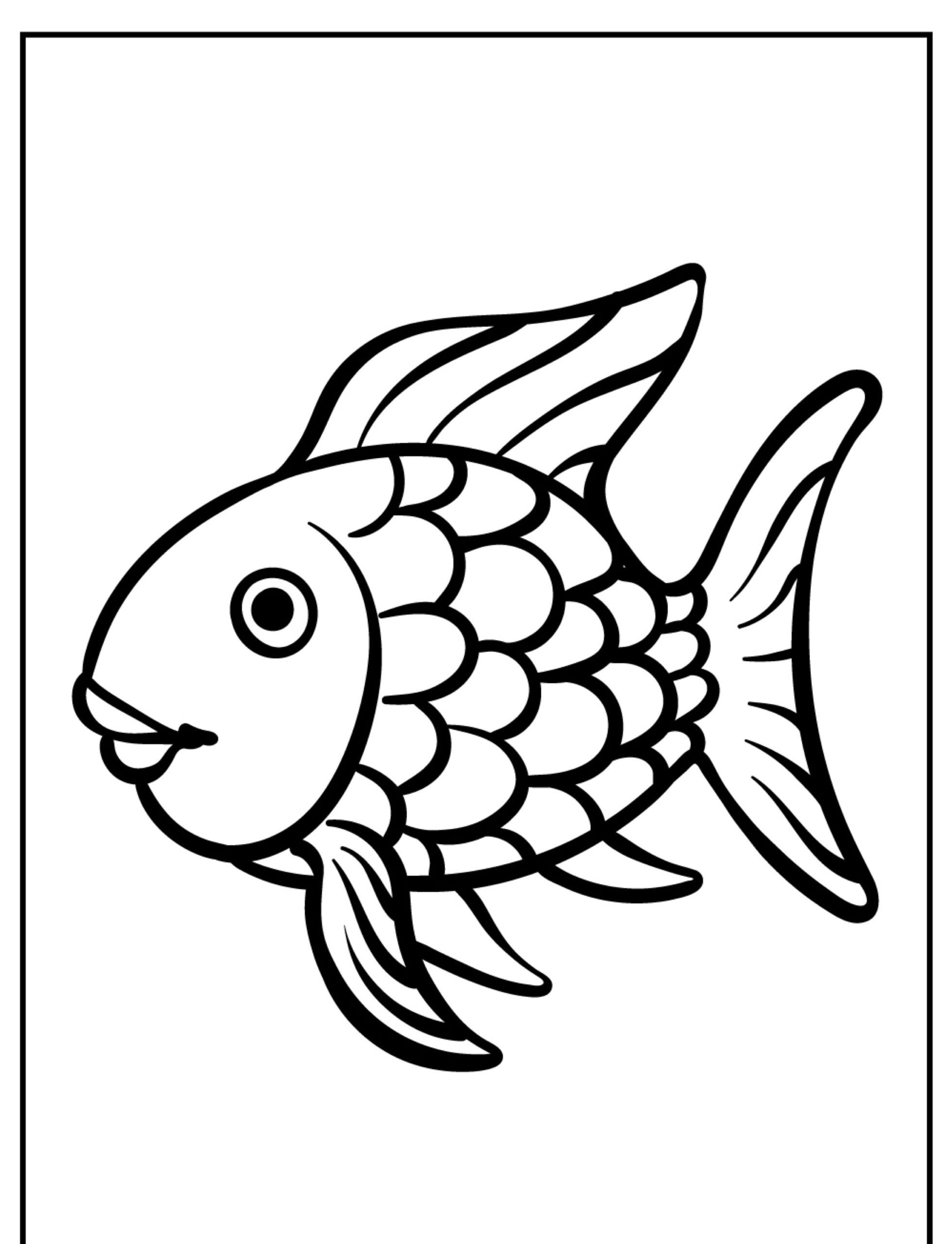 Desenho para colorir de um peixe com olhos grandes.