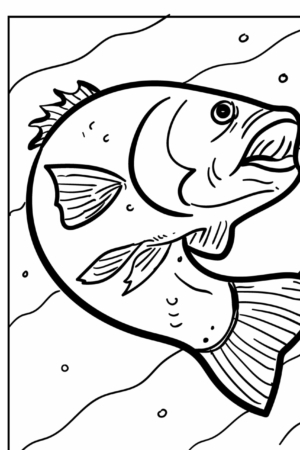 Desenho para colorir, peixe com bolhas.