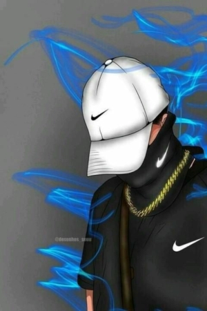 Ilustração de uma pessoa com roupa e boné da Nike, com ondas de energia azul ao redor dela, contra um fundo cinza, por Cria Desenhos.