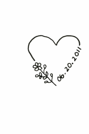 Para desenhar - Um simples contorno de coração com uma flor à esquerda e a data "20.06.2011" escrita à direita, é fácil e bonito desenhar, um dos melhores desenhos.