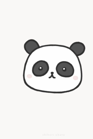 Para desenhar - Desenho simples e minimalista do rosto de um panda com grandes olhos, orelhas e nariz pretos contra um fundo branco simples. Perfeito para quem procura desenhos fáceis para desenhar.