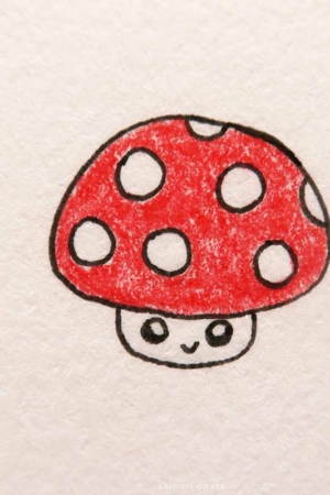 Para desenhar - Um desenho simples de um cogumelo vermelho com manchas brancas, com um rosto sorridente no caule - perfeito para quem procura Desenhos Fáceis Para Desenhar.