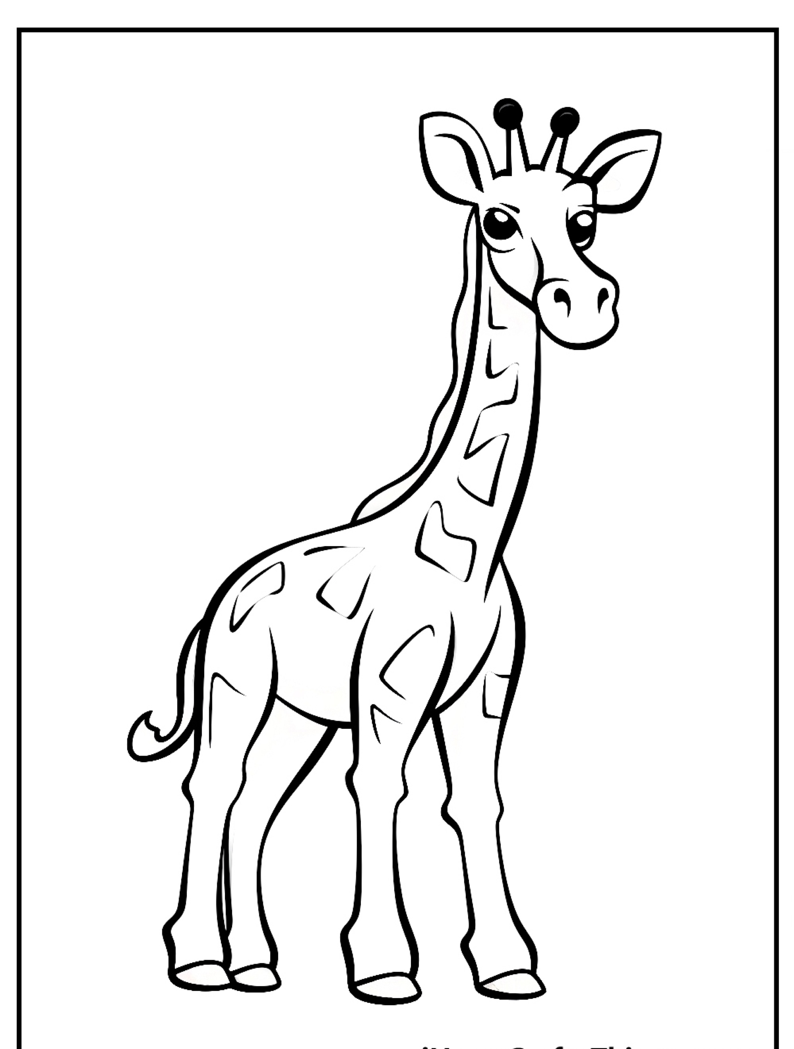 Um Desenho de Girafa em preto e branco aguarda seu toque criativo — pegue suas ferramentas e deixe a coloração começar!