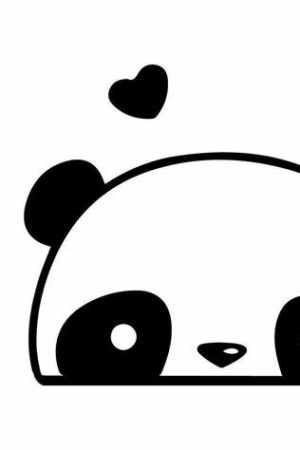 Rosto de panda de desenho animado minimalista com orelhas redondas e olhos grandes, com um pequeno coração flutuando acima da cabeça. Este desenho fofo captura a essência do charme e da simplicidade. Para desenhar.