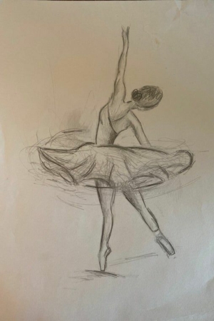 Desenhar uma bailarina na ponta, girando graciosamente com um braço estendido para cima e um coque no cabelo é um dos desenhos legais que você pode fazer.