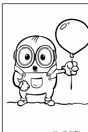 Desenho Minions Para Colorir com um balão