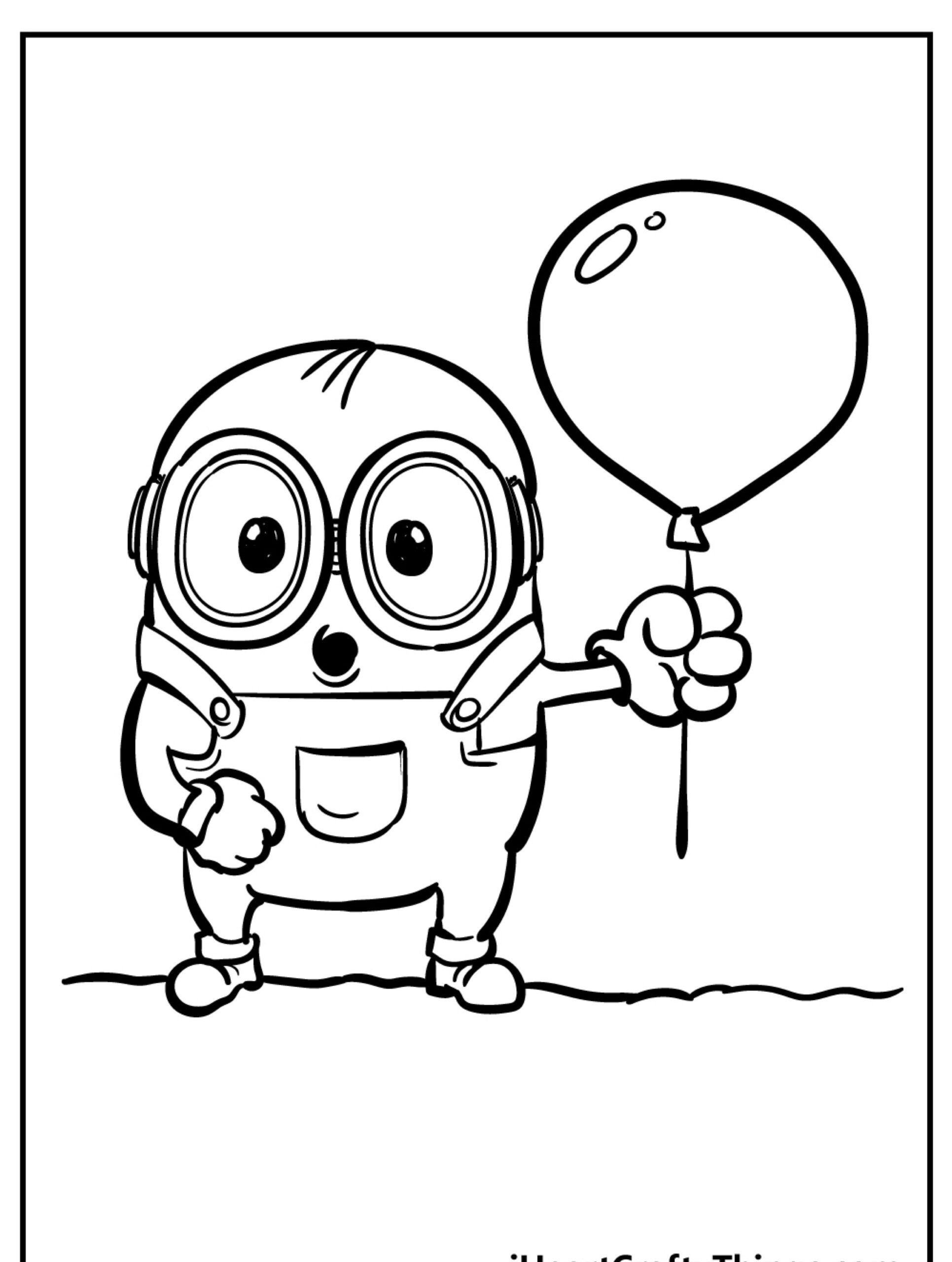 Desenho Minions Para Colorir com um balão